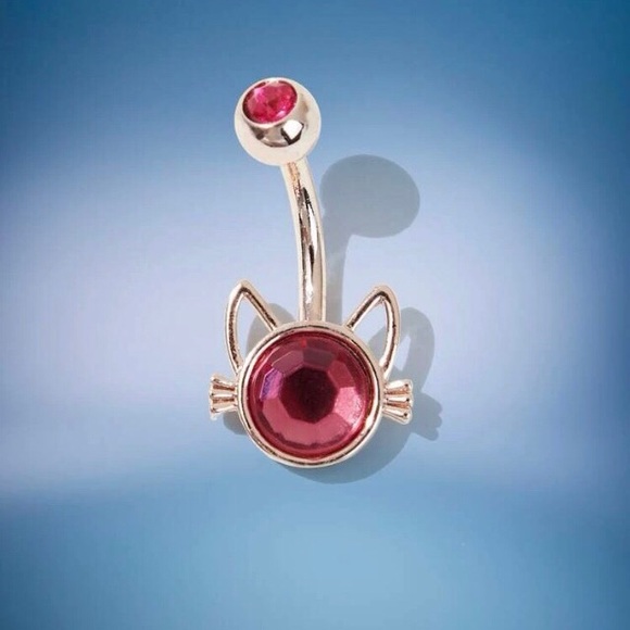 ROMWE Anime Cubic Zirconia Cat Head Decor Navel Belly Ring 14g NWT - Picture 2 of 5